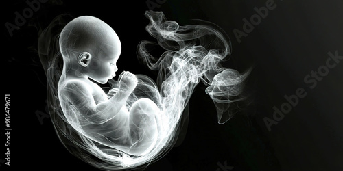 A child in the womb of a smoker woman