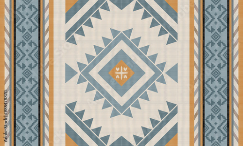 Navajo tribal vector pattern. Native American ornament. Ethnic South Western decor style. Boho geometric ornament.Ikat floral paisley embroidery blanket, rug. Woven carpet
