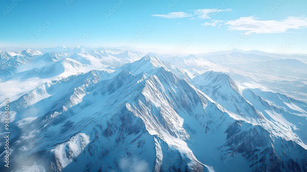 Snow-Covered Mountain Peaks Under Clear Blue Sky Snow-Covered Mountain Peaks Under Clear Blue Sky