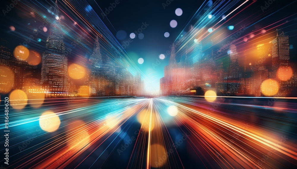 Abstract city lights at night, with blurred bokeh effect. Abstract city lights at night, with blurred bokeh effect.