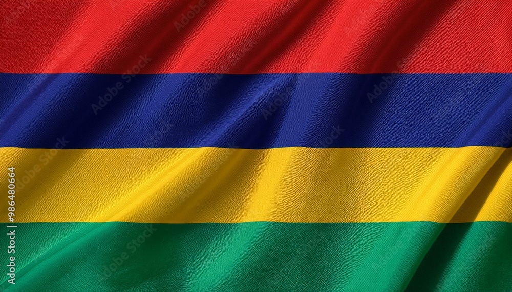 Fototapeta premium モーリシャスの国旗(waving national flag of Mauritius.) 
