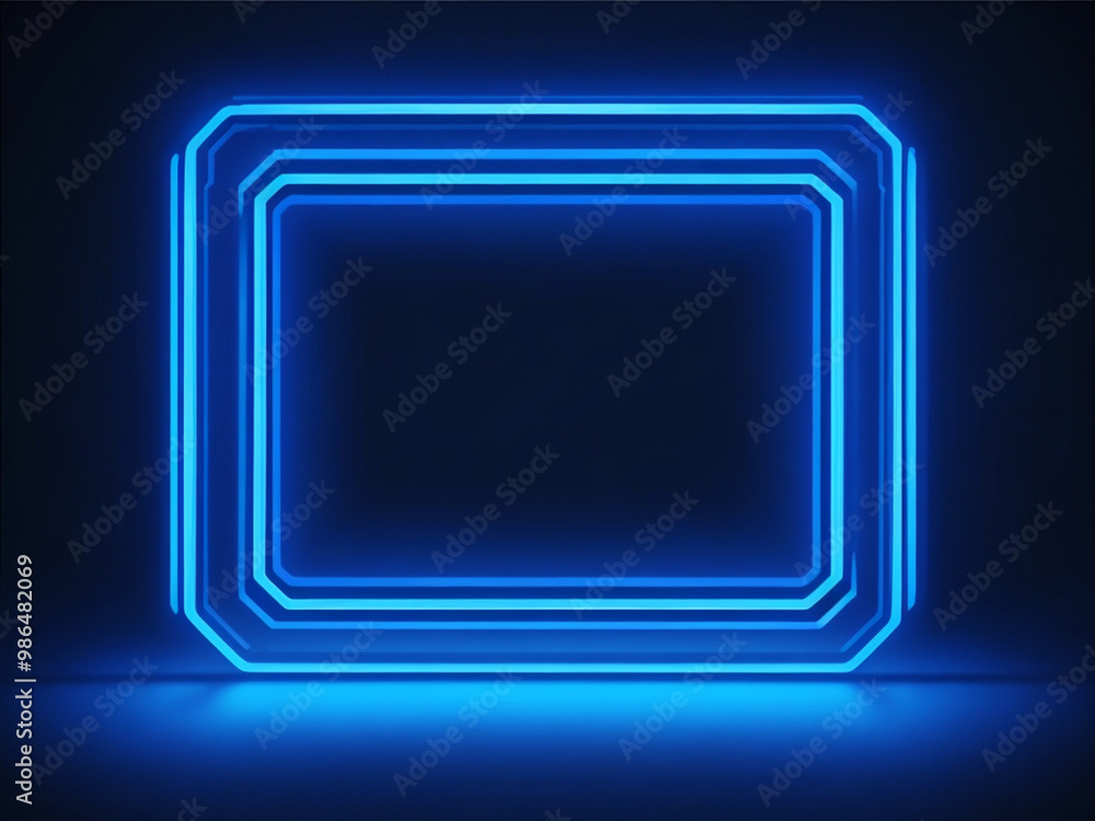 Fototapeta premium Free vector blue neon frame on a dark background