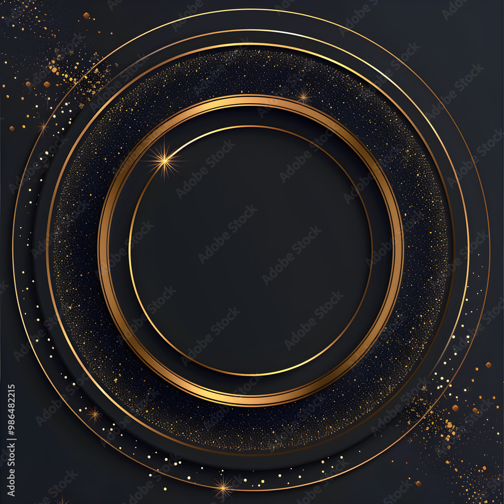 Black and gold circular frame with luxury elements Black and gold circular frame with luxury elements