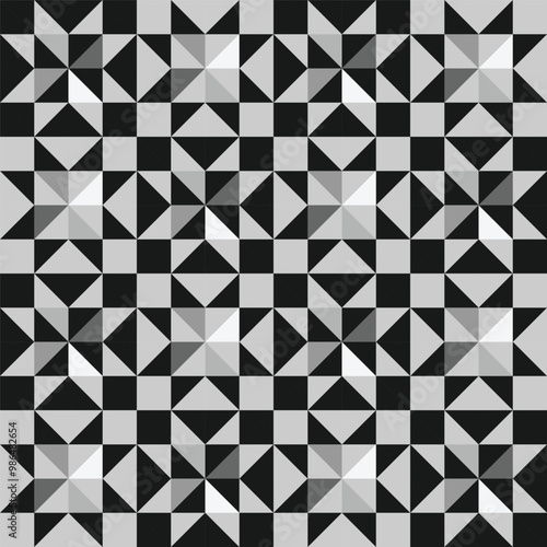 Patchwork block template. Black and white. Vector illustration. Vector illustration