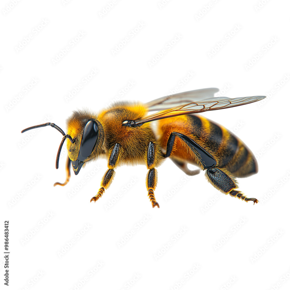 Bee yellow and black on transparent background, isolated Bee yellow and black on transparent background, isolated