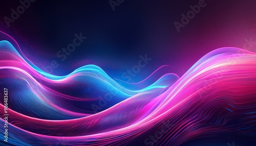 Abstract digital art with glowing pink and blue waves.