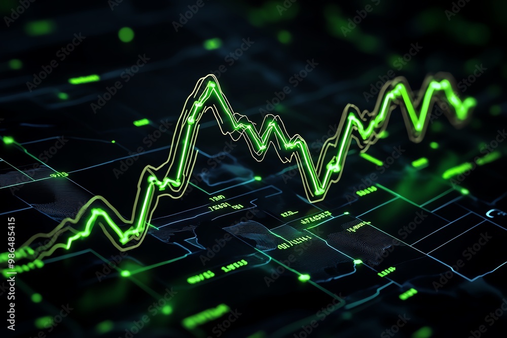 Bond market trends, visualized in an abstract form with simplified lines representing financial growth over time Bond market trends, visualized in an abstract form with simplified lines representing financial growth over time