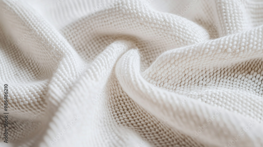 Close-up of interwoven white synthetic cotton fabric. Concept: Fabric Texture, Textile Detail, Macro Photography Close-up of interwoven white synthetic cotton fabric. Concept: Fabric Texture, Textile Detail, Macro Photography