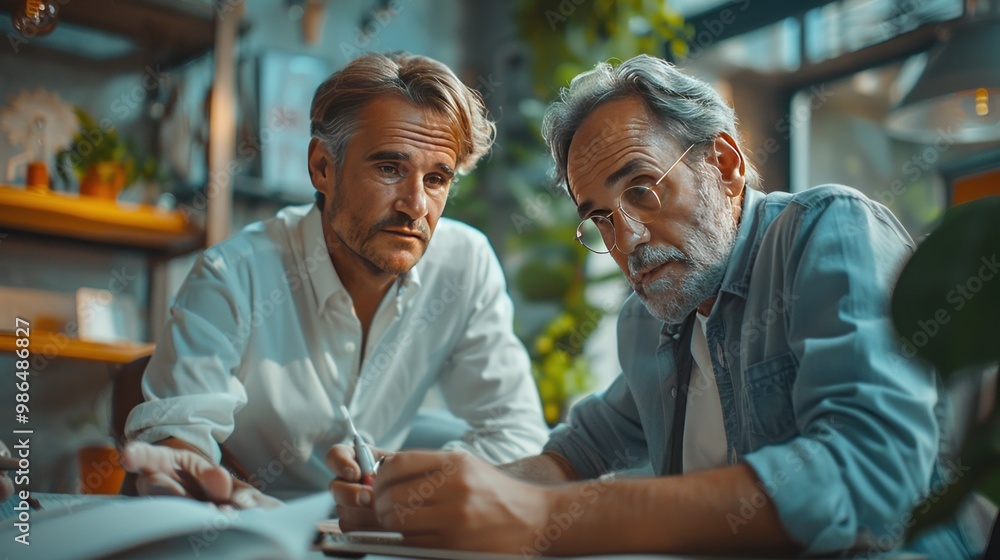 An investor mentoring a young professional in a contemporary office space, emphasizing strategies for maximizing investments. An investor mentoring a young professional in a contemporary office space, emphasizing strategies for maximizing investments.