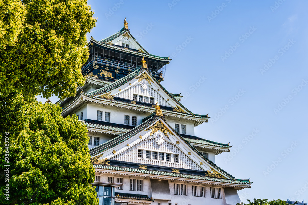 View with Osaka Castle, the most famous landmark and popular tourist attractions in Osaka, Japan. View with Osaka Castle, the most famous landmark and popular tourist attractions in Osaka, Japan.