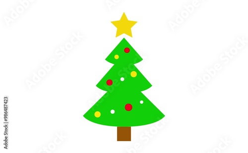 Wallpaper Mural Cartoon Christmas Tree animation on a white background. Cartoon Christmas Tree with star loop animation. Torontodigital.ca