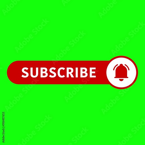 Subscribe Button With Bell Symbol Illustration On Green Screen Background Video