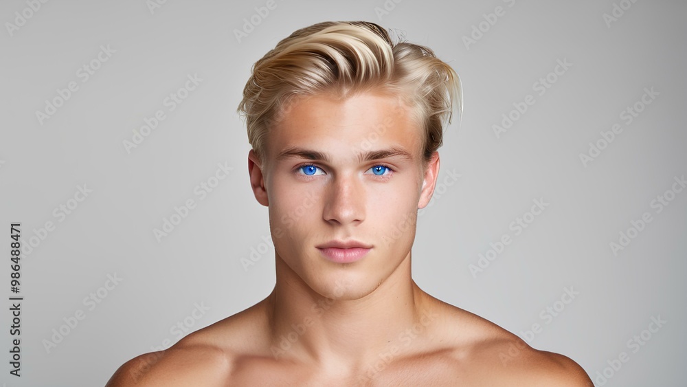 Nordic Young Man with Athletic Build in Frontal Pose Nordic Young Man with Athletic Build in Frontal Pose