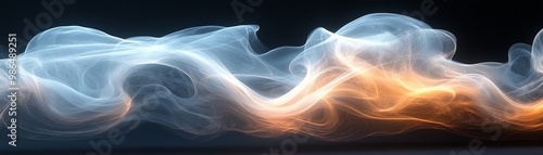 Abstract Smoke and Fire Dance: A mesmerizing blend of ethereal white and fiery orange smoke swirls in a captivating abstract design, evoking a sense of both serenity and intensity. 