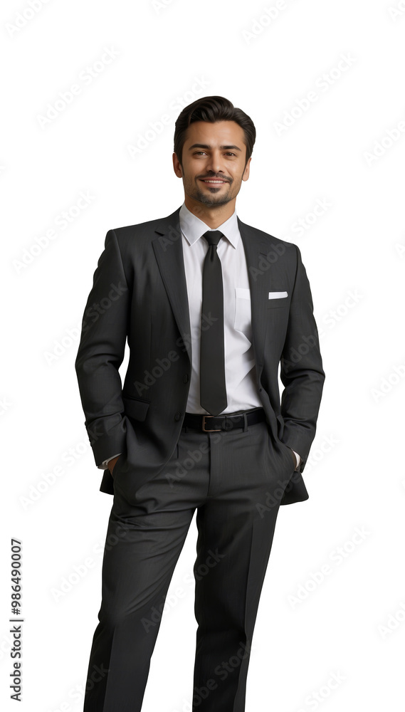 Confident businessman in black suit smiling Confident businessman in black suit smiling