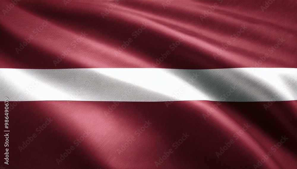 Fototapeta premium ラトビアの国旗(waving national flag of Latvia.) 
