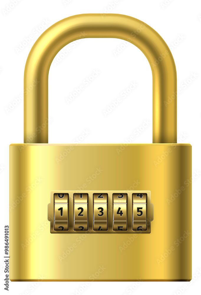 Security lock with password protection realistic metal mockup Security lock with password protection realistic metal mockup