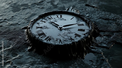 Wallpaper Mural Abstract clock melting over a surface, symbolizing the fluidity of time, copy space Torontodigital.ca