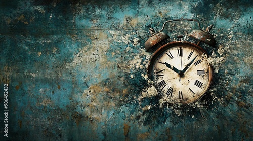 Wallpaper Mural Abstract clock melting over a surface, symbolizing the fluidity of time, copy space Torontodigital.ca