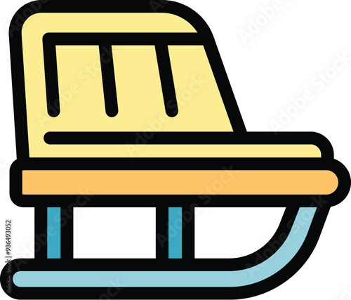 This colorful icon of a sled evokes wintertime fun and outdoor activities