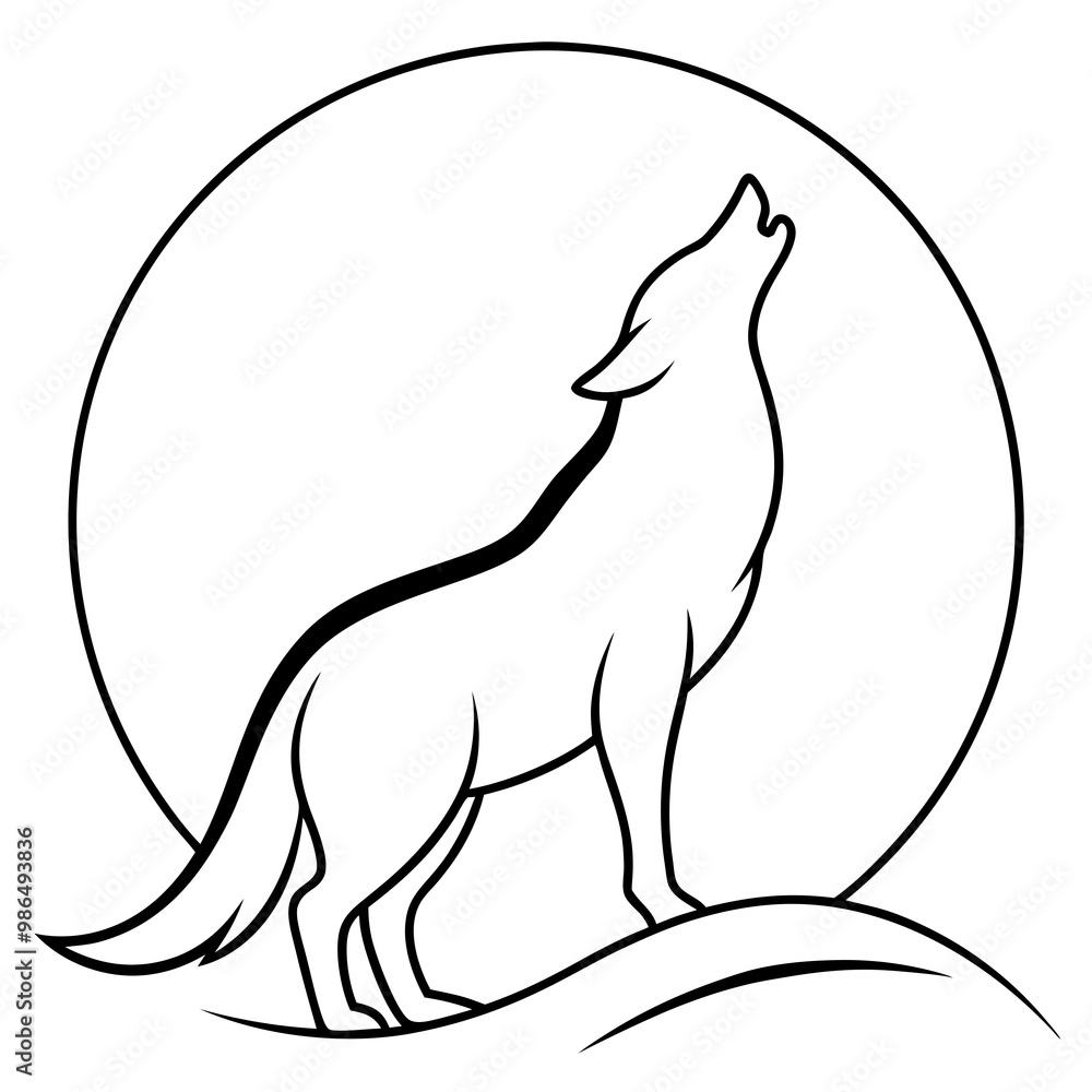 Obraz premium Coyote Howl Sharp Silhouette Vector Art