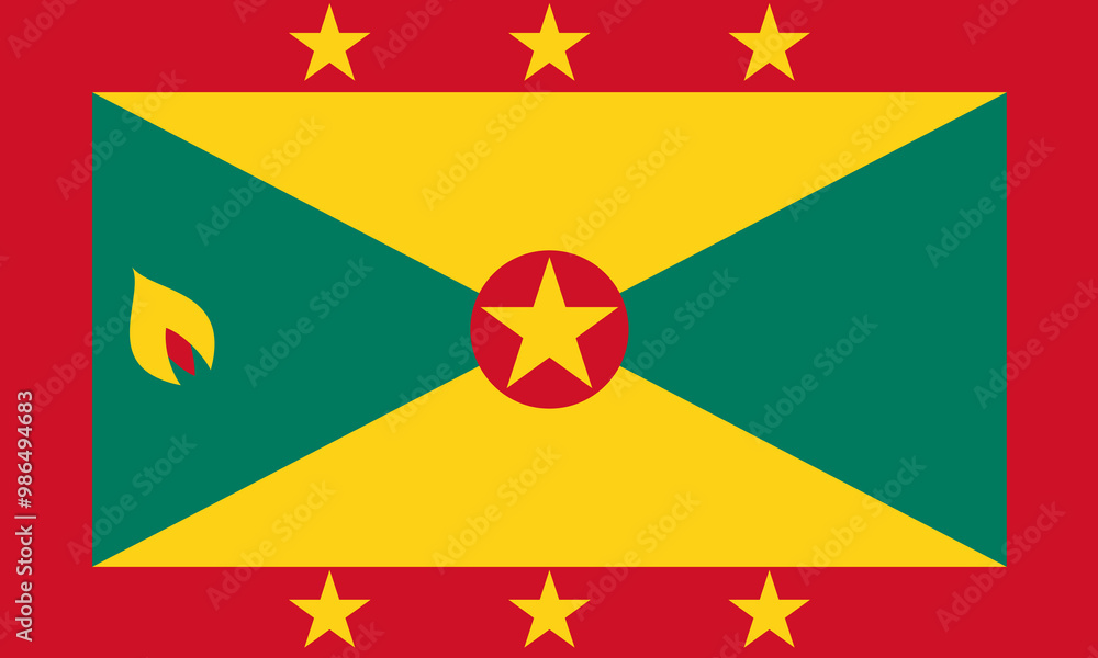 National Flag Grenada, star, nutmeg National Flag Grenada, star, nutmeg