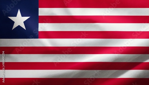 リベリアの国旗(waving national flag of Liberia.) 