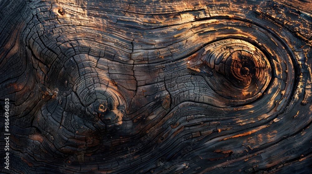 Naklejka premium Close-Up of Burned Wood Texture