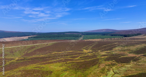 Drone Aerial Panoramic view of the Beautiful Rolling hills of the coast of Ireland