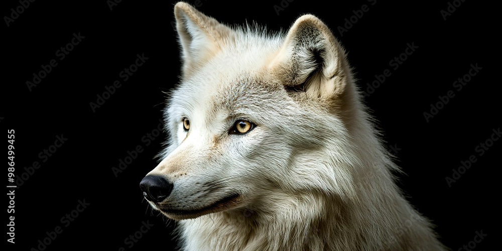 White wolf on a black background White wolf on a black background