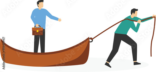 Business and corporate exploitation vector concept. Symbol of bossing, manipulation. Minimal design eps10 illustration

