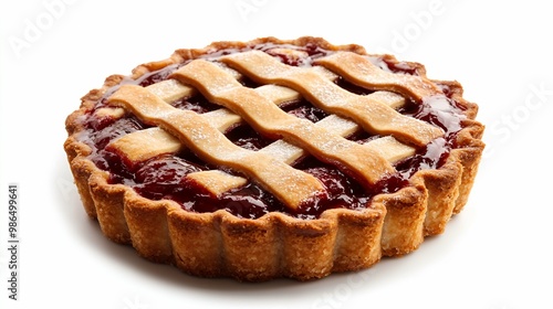 Delicious Linzer Torte with Lattice Crust and Cherry Filling.