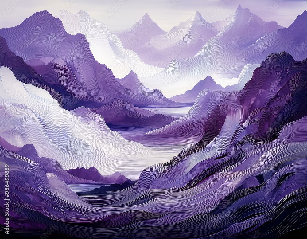 Fototapeta premium Abstract purple and white textured landscape.