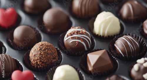 Delicious assortment of chocolate truffles displayed at a local artisan confectionery shop