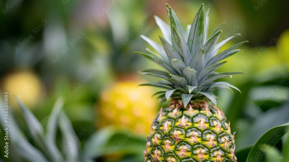 Fresh pineapples growing abundantly in a tropical garden under natural sunlight Fresh pineapples growing abundantly in a tropical garden under natural sunlight