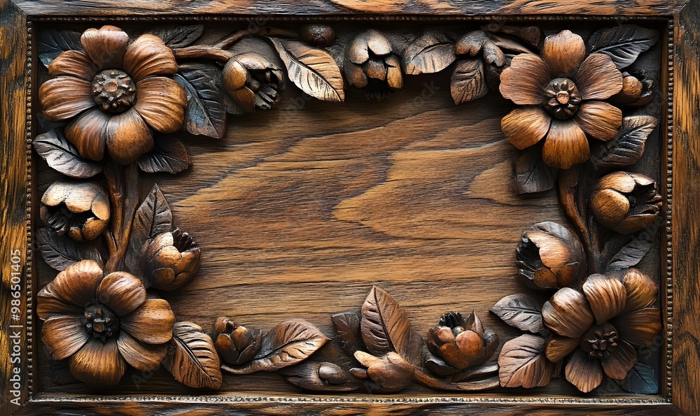 a wood carving of flowers and leaves
a wood carving of flowers and leaves