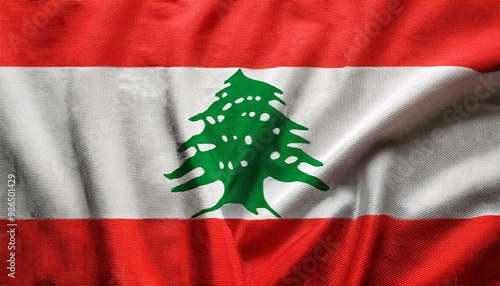 レバノンの国旗(waving national flag of Lebanon.)
