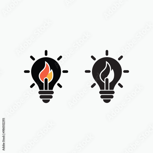 Lamp icon set. Light bulb icon vector. 