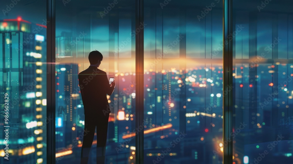 Silhouette of a Man in a Cityscape Silhouette of a Man in a Cityscape