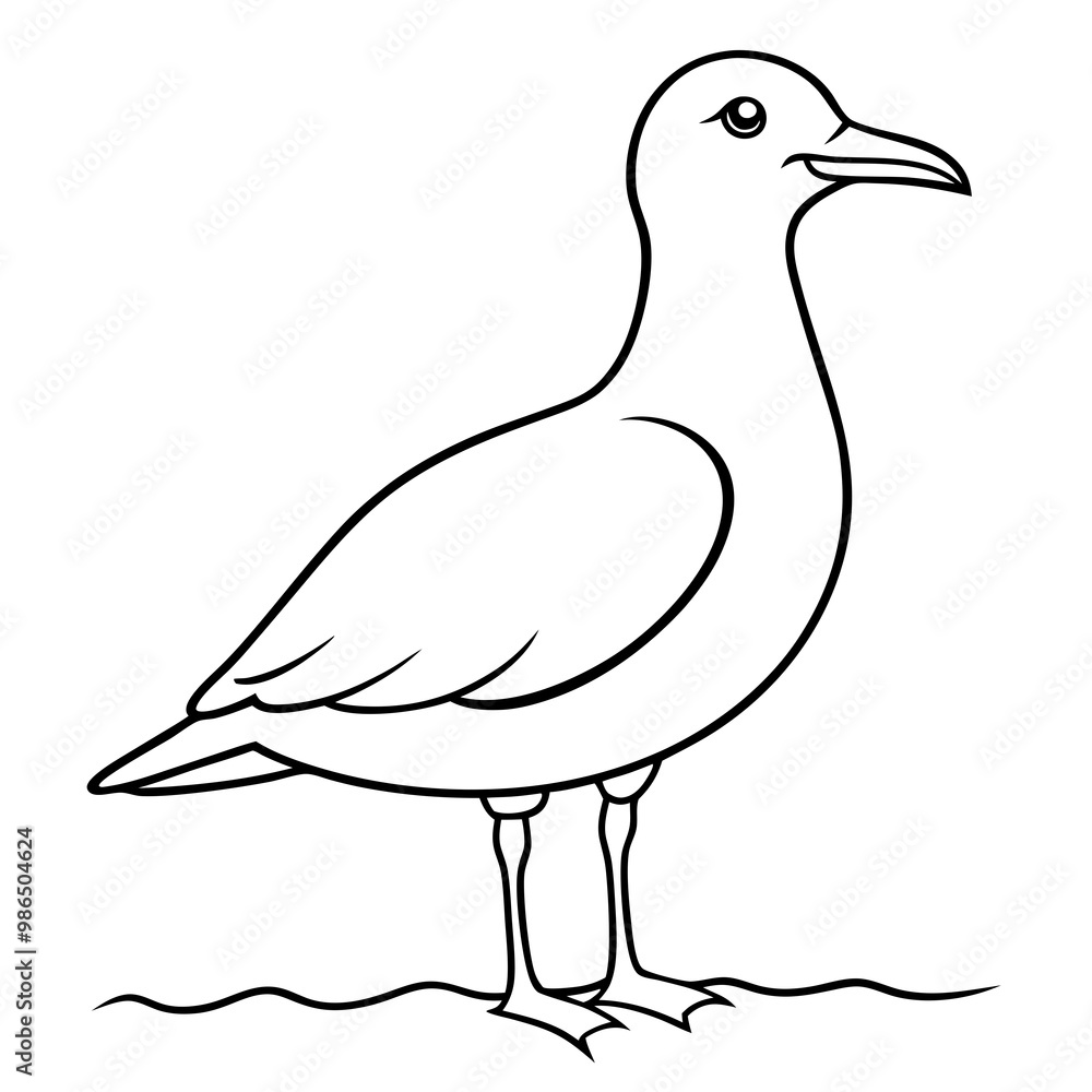 Minimalist Vector Seagull on the Shore Minimalist Vector Seagull on the Shore
