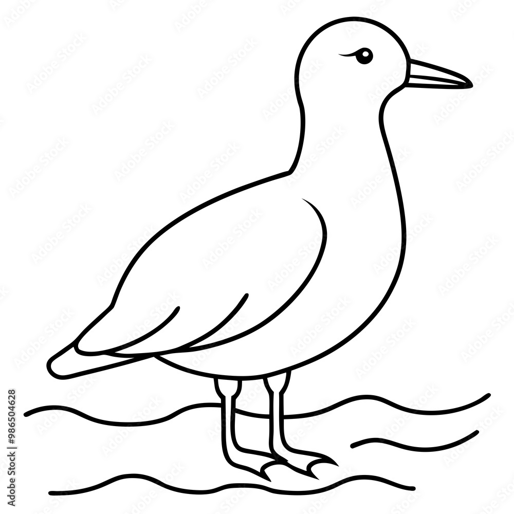 Minimalist Vector Seagull on the Shore Minimalist Vector Seagull on the Shore