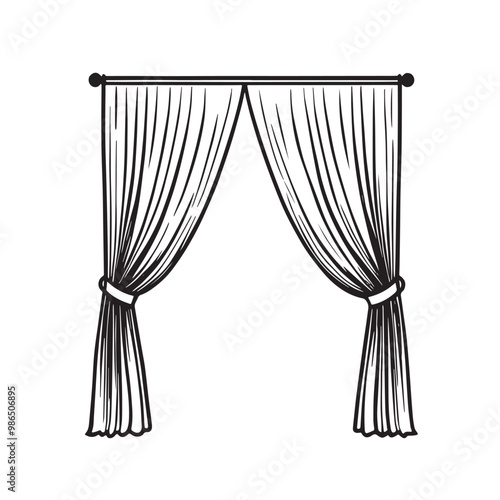 Fabric curtains icon for windows, doors & balcony 