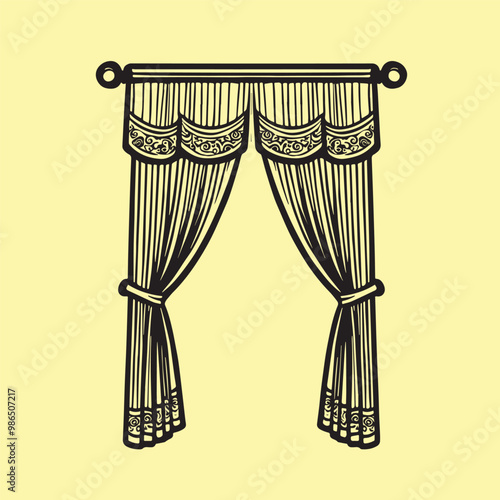 Fabric curtains icon for windows, doors & balcony 