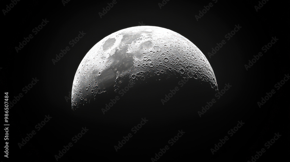 Crescent Moon in Dark Night Sky Crescent Moon in Dark Night Sky
