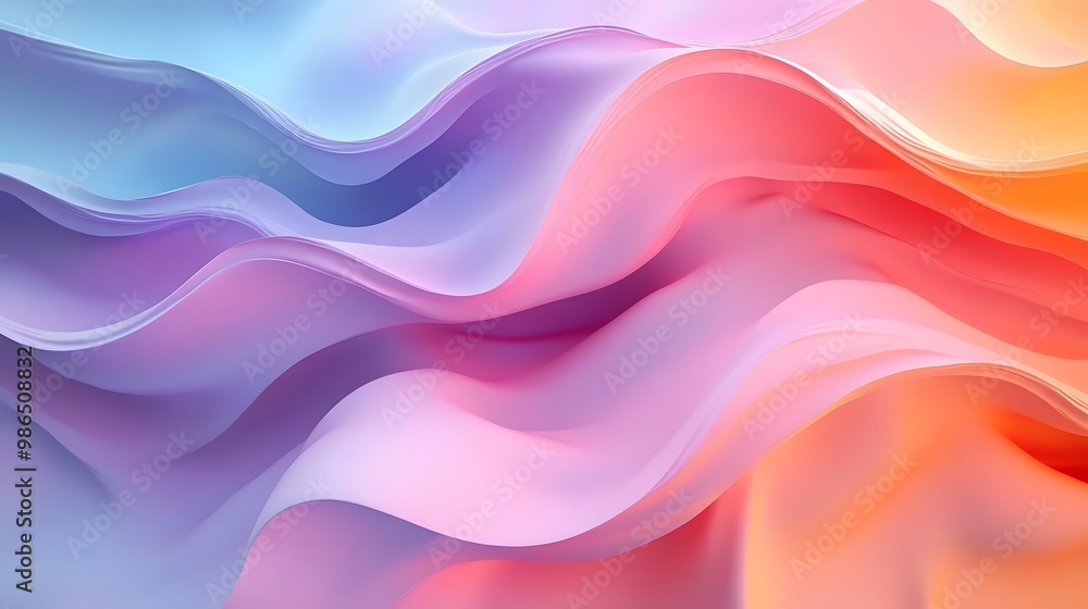 Abstract background with flowing waves of pastel blue, purple, pink, and orange colors. Abstract background with flowing waves of pastel blue, purple, pink, and orange colors.