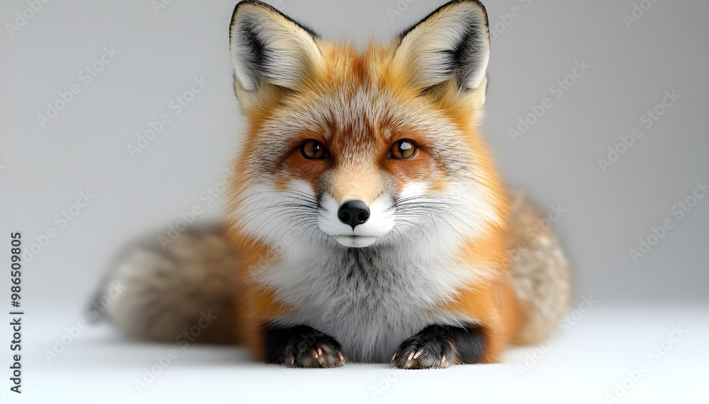 Obraz premium a fox lying down looking at the camera