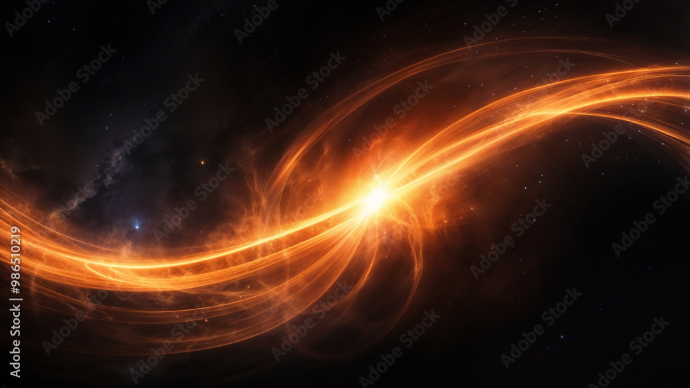 Fototapeta premium Cosmic Energy: Glowing Orange Streaks in Abstract Space Art