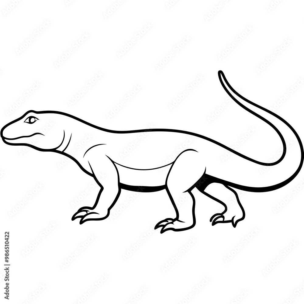 Naklejka premium Vector Art of a Strolling Komodo Dragon