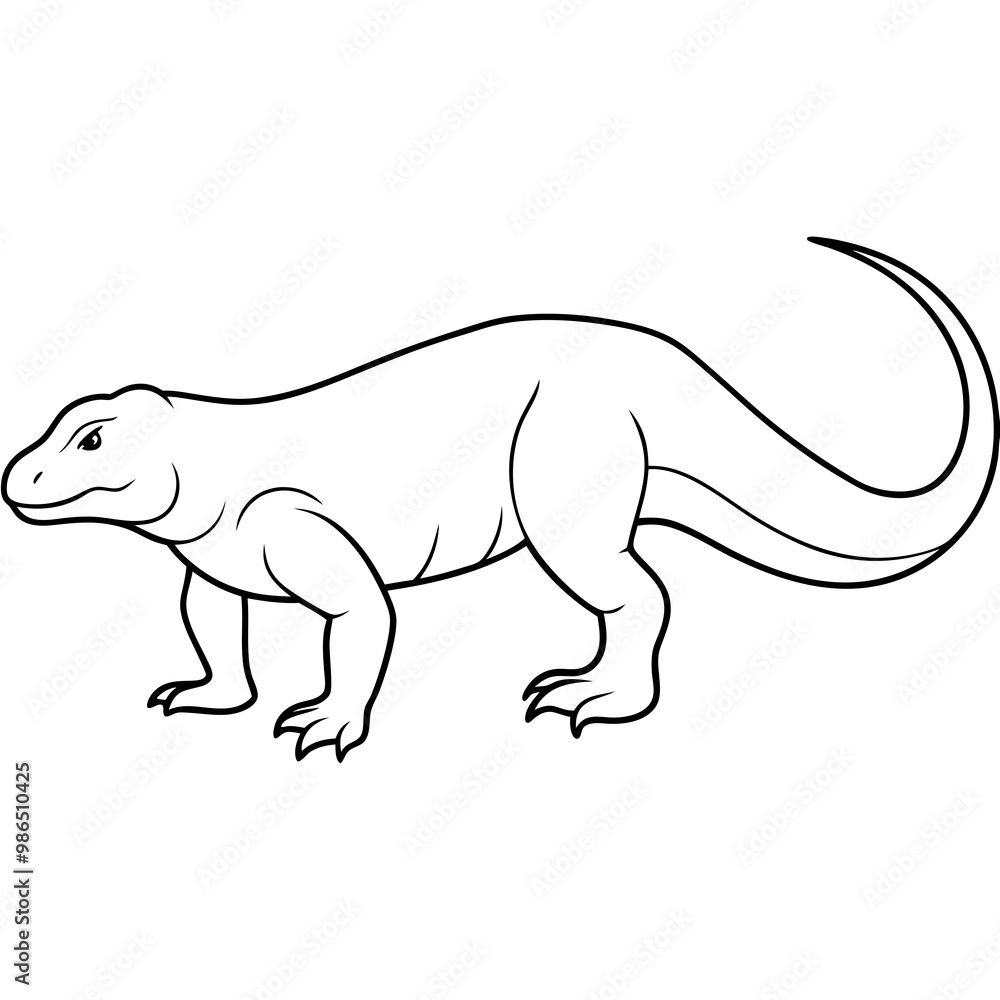 Naklejka premium Vector Art of a Strolling Komodo Dragon
