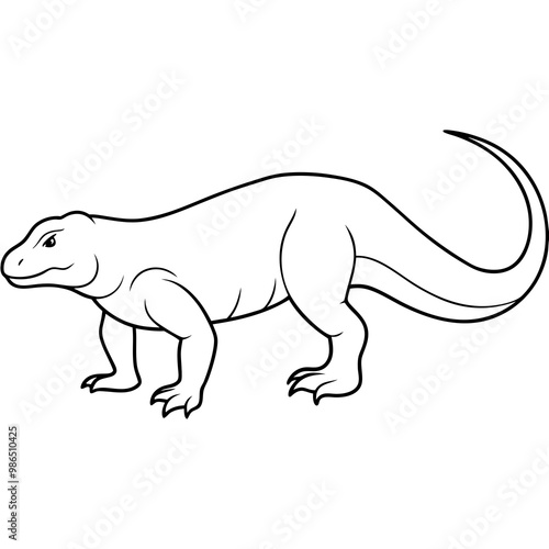 Vector Art of a Strolling Komodo Dragon